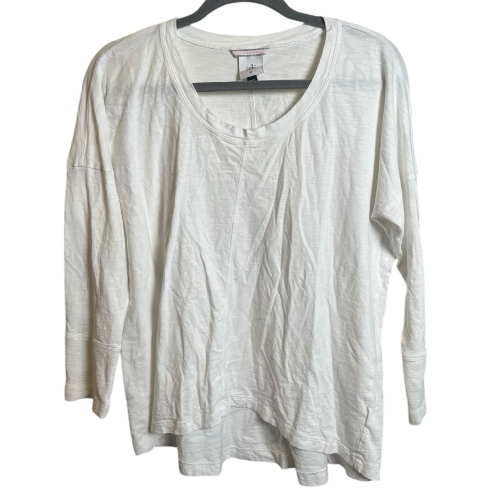 CAbi 100% cotton white  3/4 sleeve top sz Medium